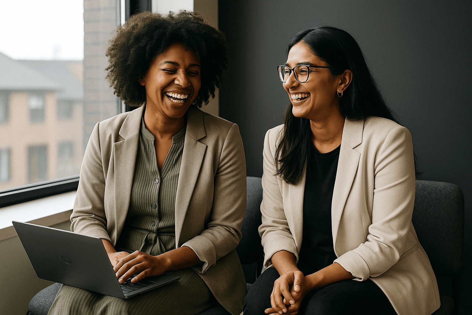 Colleagues mentoring at the office